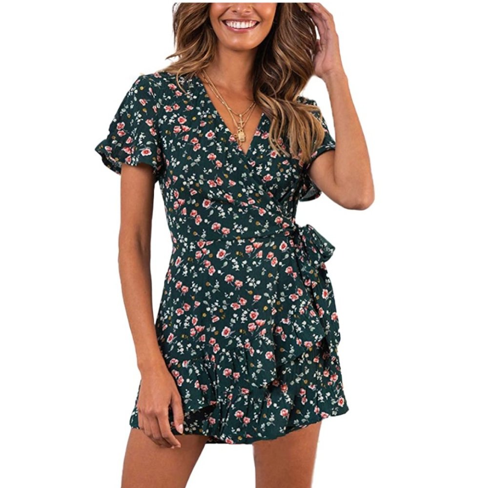 Relipop Summer Women Short Sleeve Print Dress S